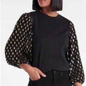 Express black and gold detailed top